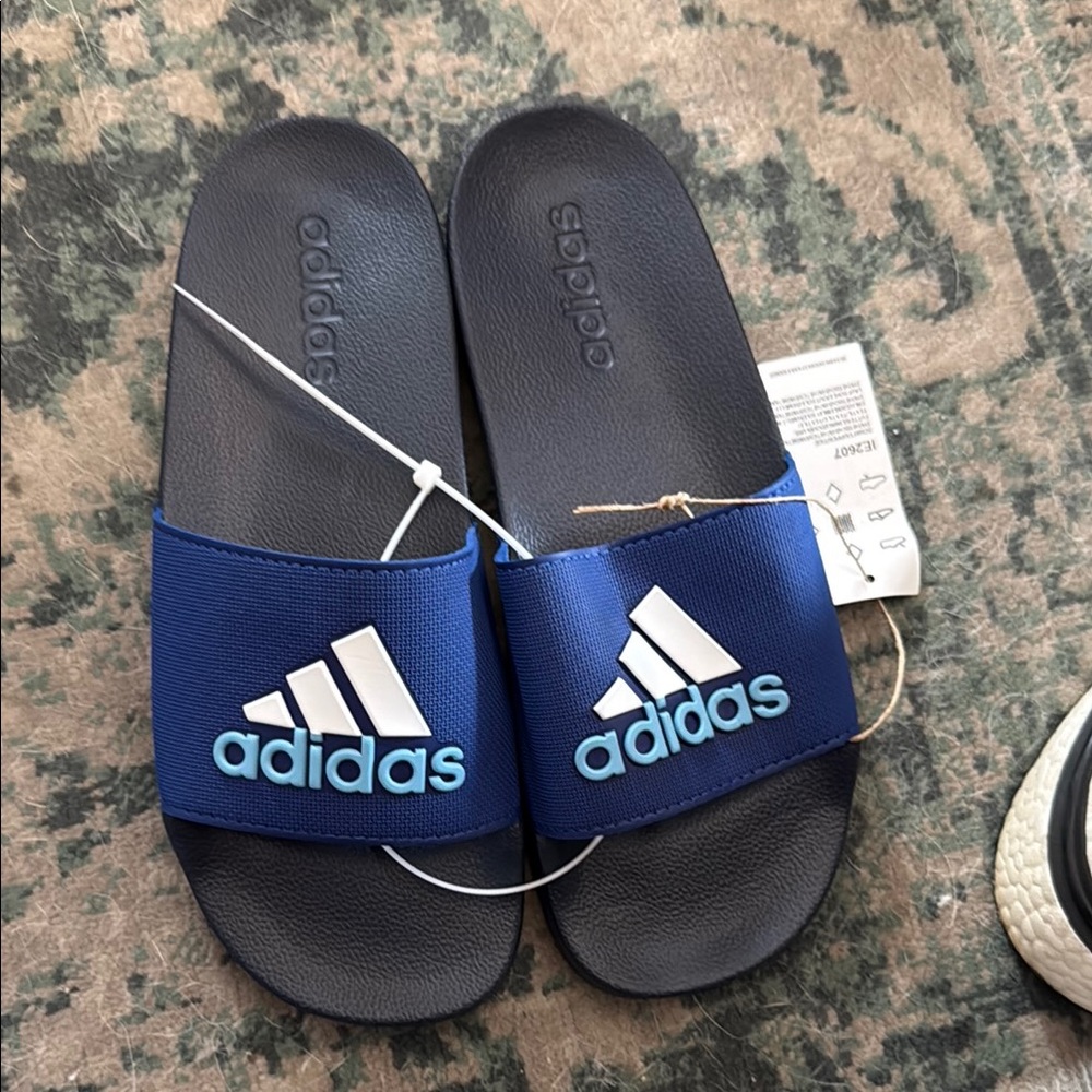 Adidas Navy and Blue Slide Sandals